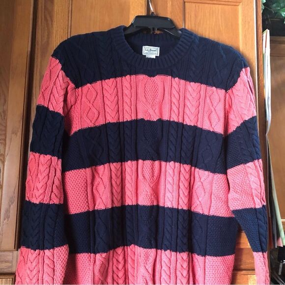 LL Bean Men’s Heritage Organic Cotton Striped Fisherman Sweater Crewneck - XL - Picture 3 of 12